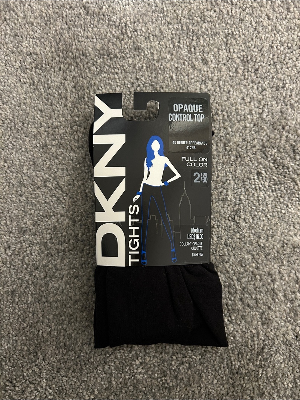 DKNY Black Opaque Control Top Tights